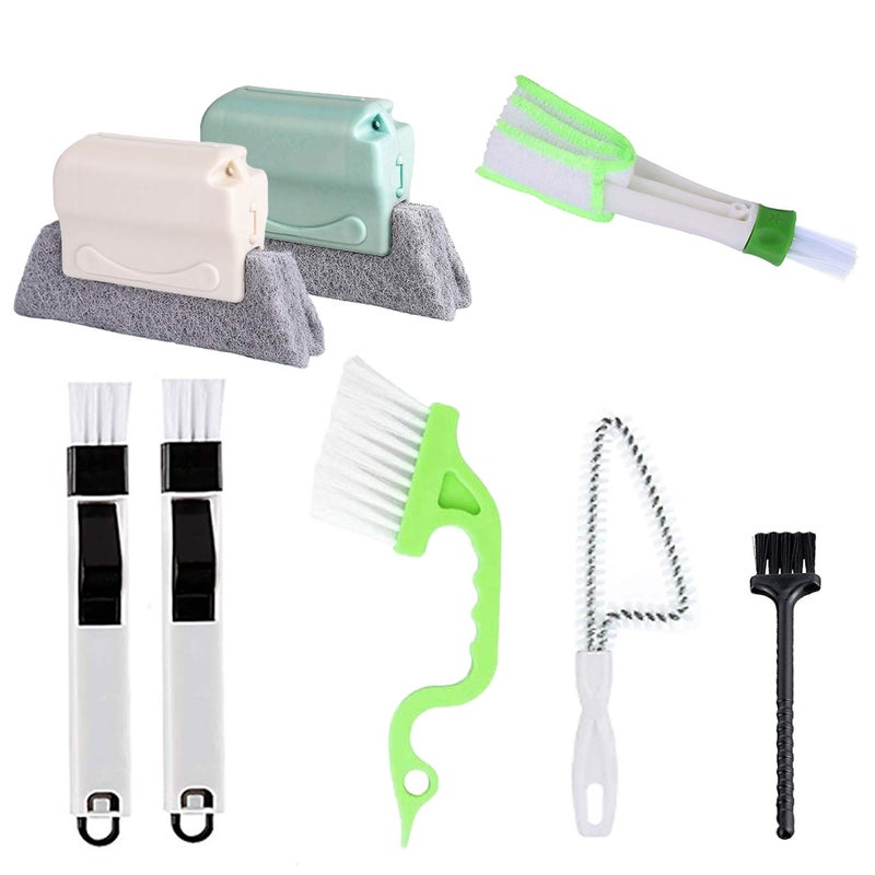 Runloon 8 Pcs Hand-held Groove Gap Cleaning Tools,Door Window Track Cleaning Tools Groove Corner Crevice Cleaning Brushes for Sliding Door/Tile Lines/Shutter/Car Vents/Air Conditioner/Keyboard - Image 1